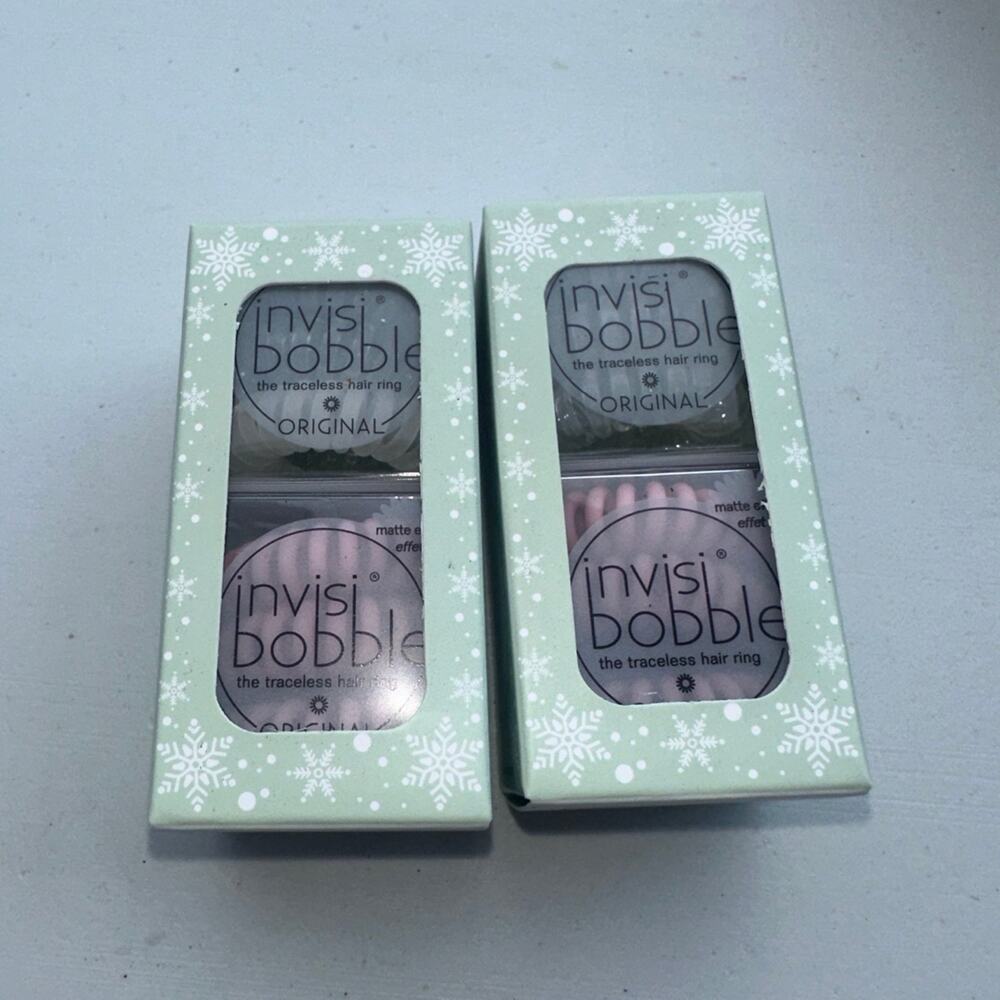 Invisibobble‎ Original Traceless Hair Ring 2 Pack Clear Matte Pink Holiday Set